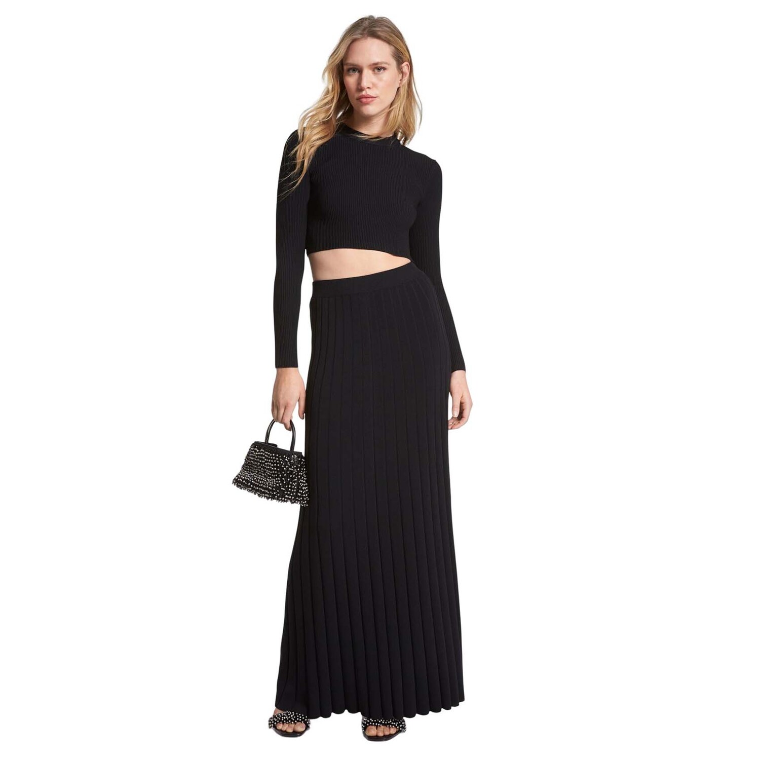 

Юбка Michael Michael Kors Ribbed Stretch Knit Maxi, черный