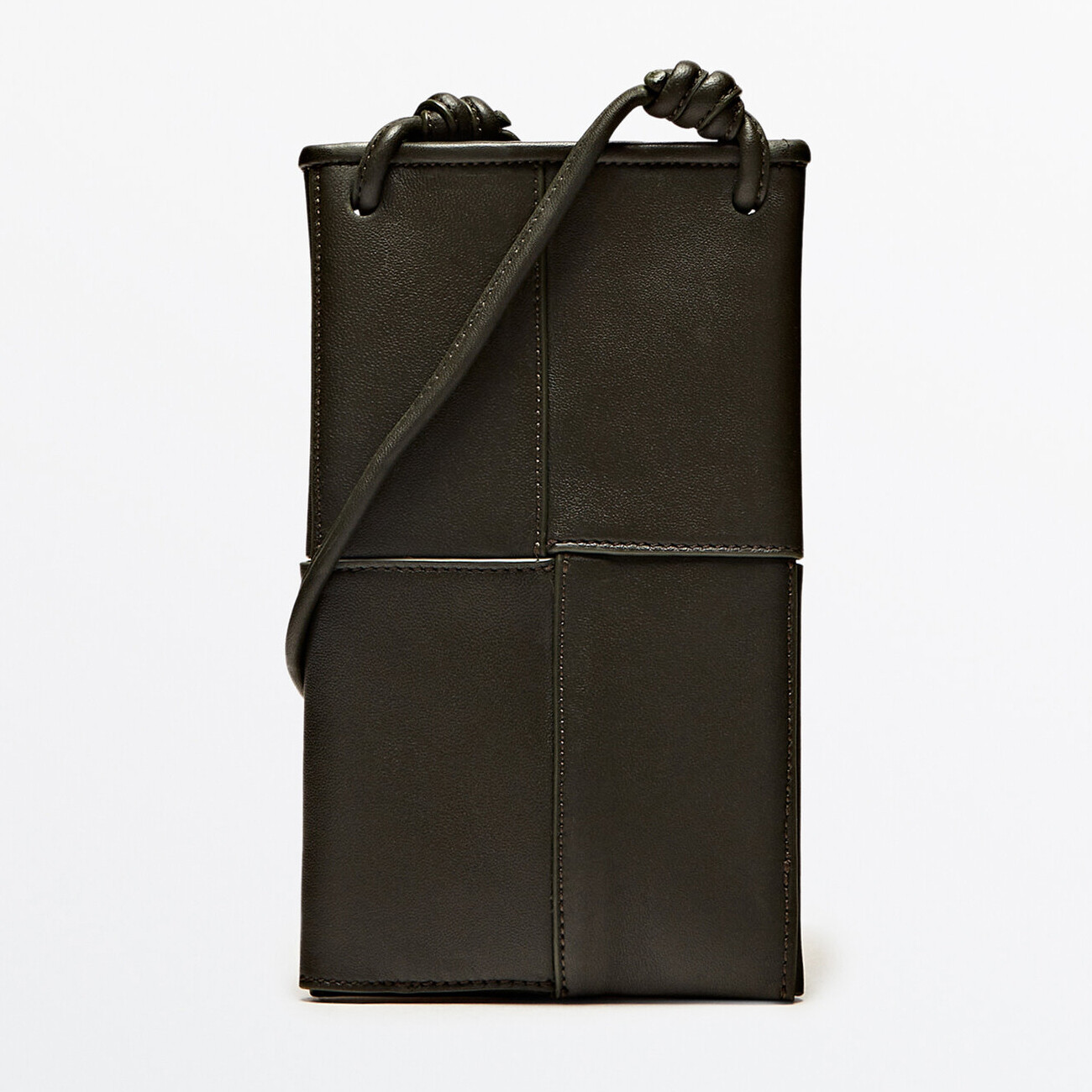 

Cумка через плечо Massimo Dutti Nappa leather mini with seam details, зеленый