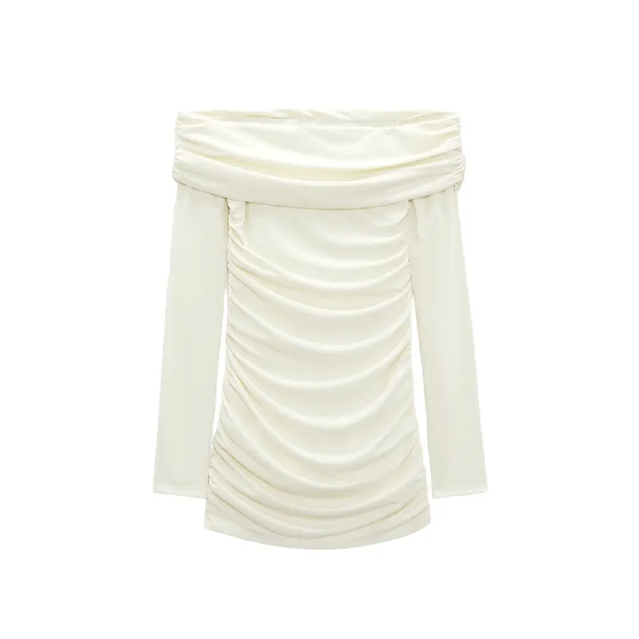 

Платье Zara Short Draped, желтовато-белый