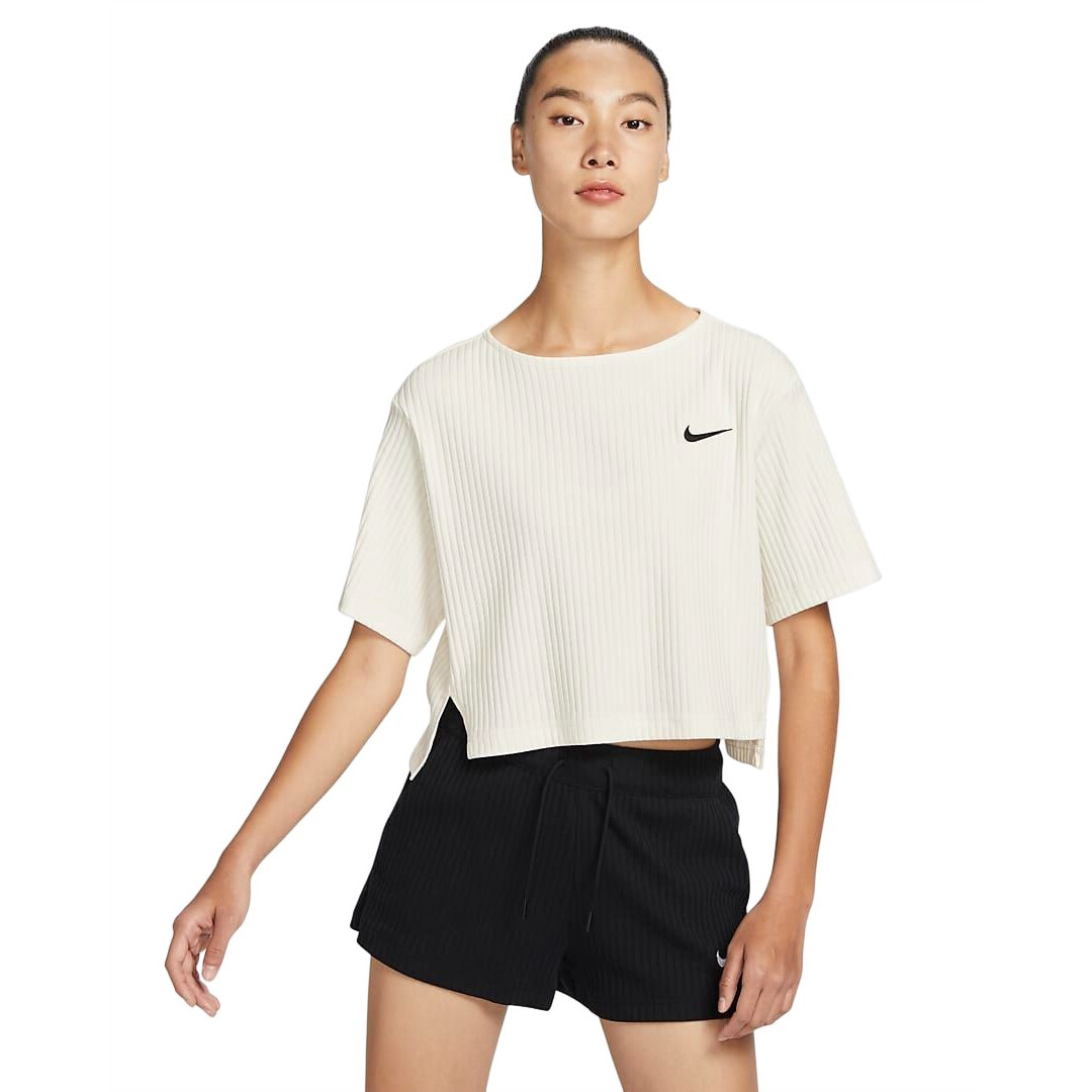 

Топ Nike Sportswear Ribbed Jersey Short-Sleeve, белый/черный