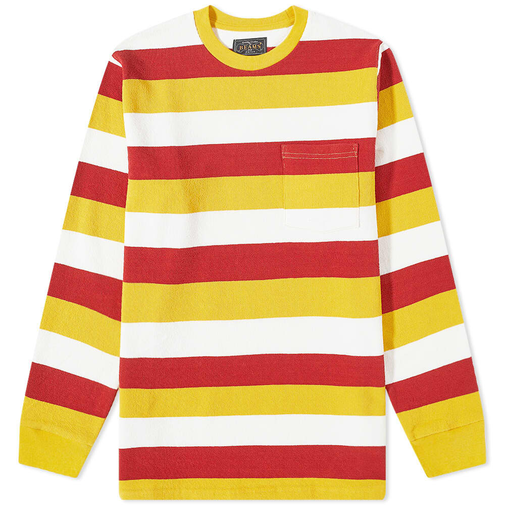 

Футболка Beams Plus Long Sleeve Stripe Pocket Tee, Желтый