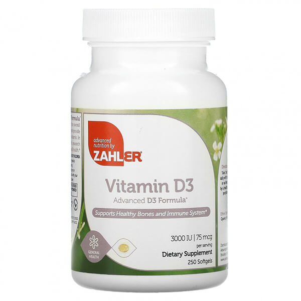 Витамин D3 Zahler 3000 МЕ, 250 таблеток витамин d3 zahler усовершенствованная формула d3 250 мкг 10 000 ме 250 таблеток