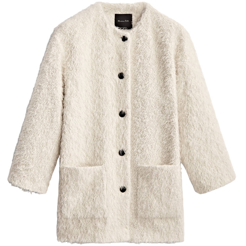 

Пальто Massimo Dutti Short Faux Fur, кремовый