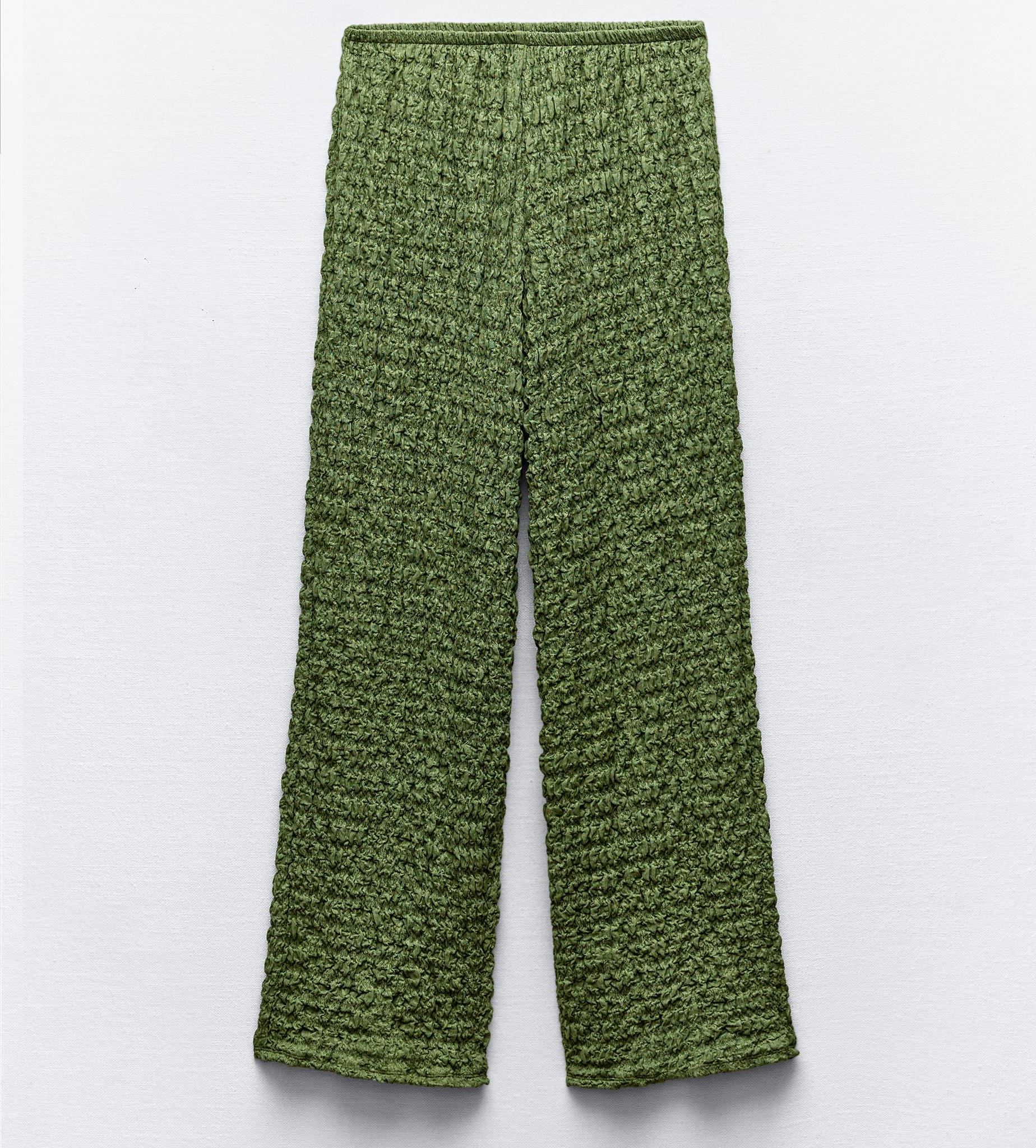 Брюки Zara Textured, зеленый