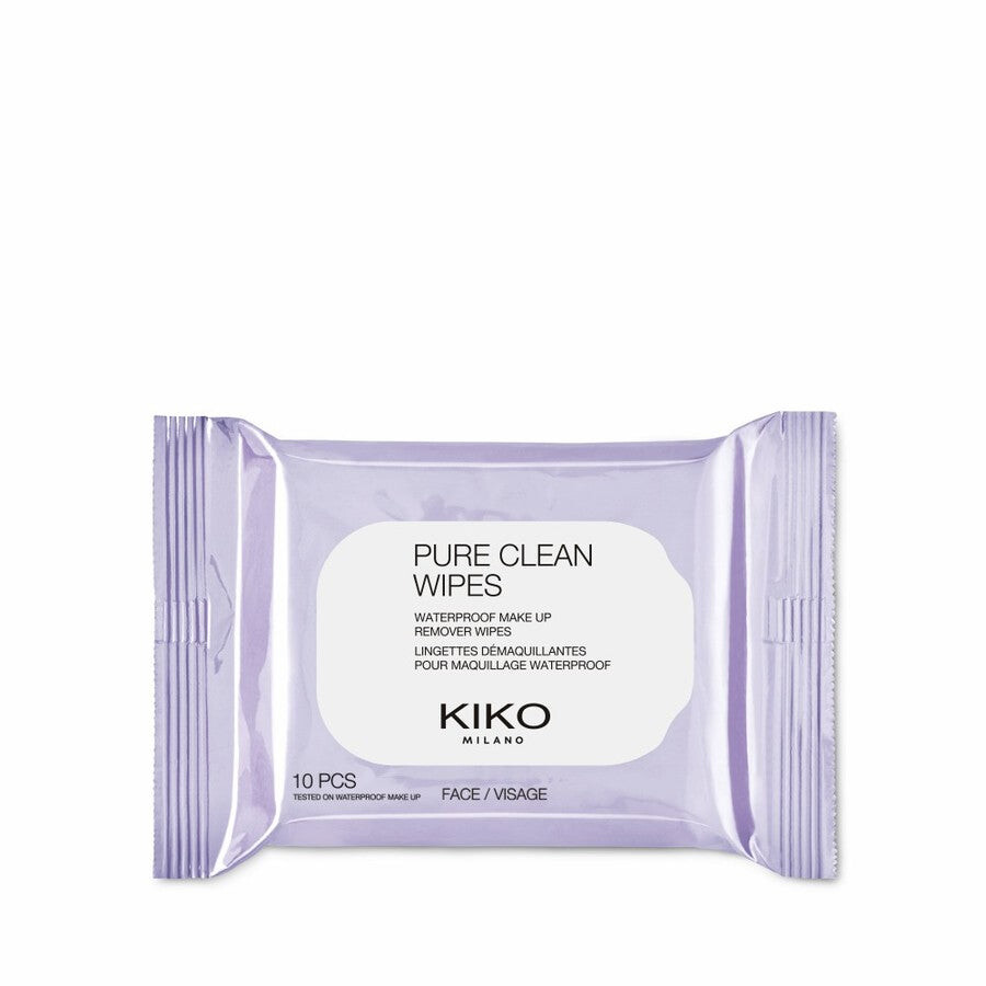 KIKO Milano Pure Clean Wipes Мини салфетки для снятия макияжа с лица, глаз и губ 10шт.