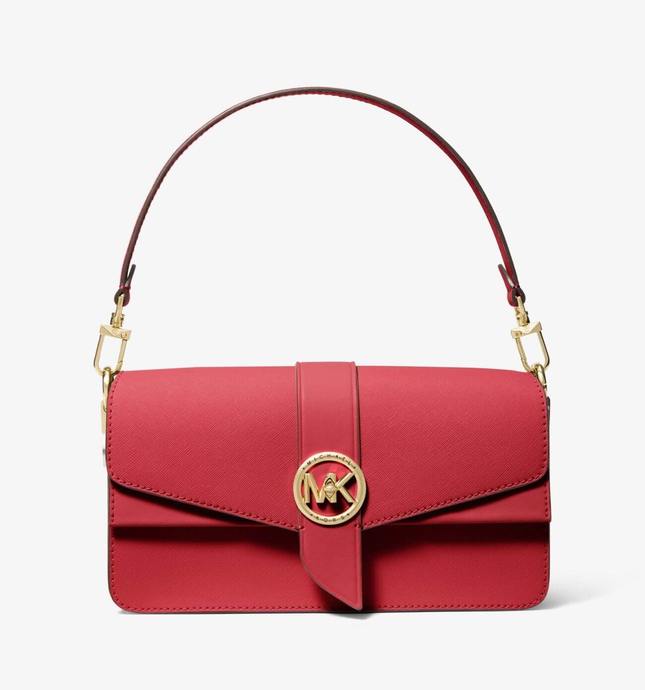 

Сумка Michael Michael Kors Greenwich Medium Saffiano Leather Shoulder, малиновый