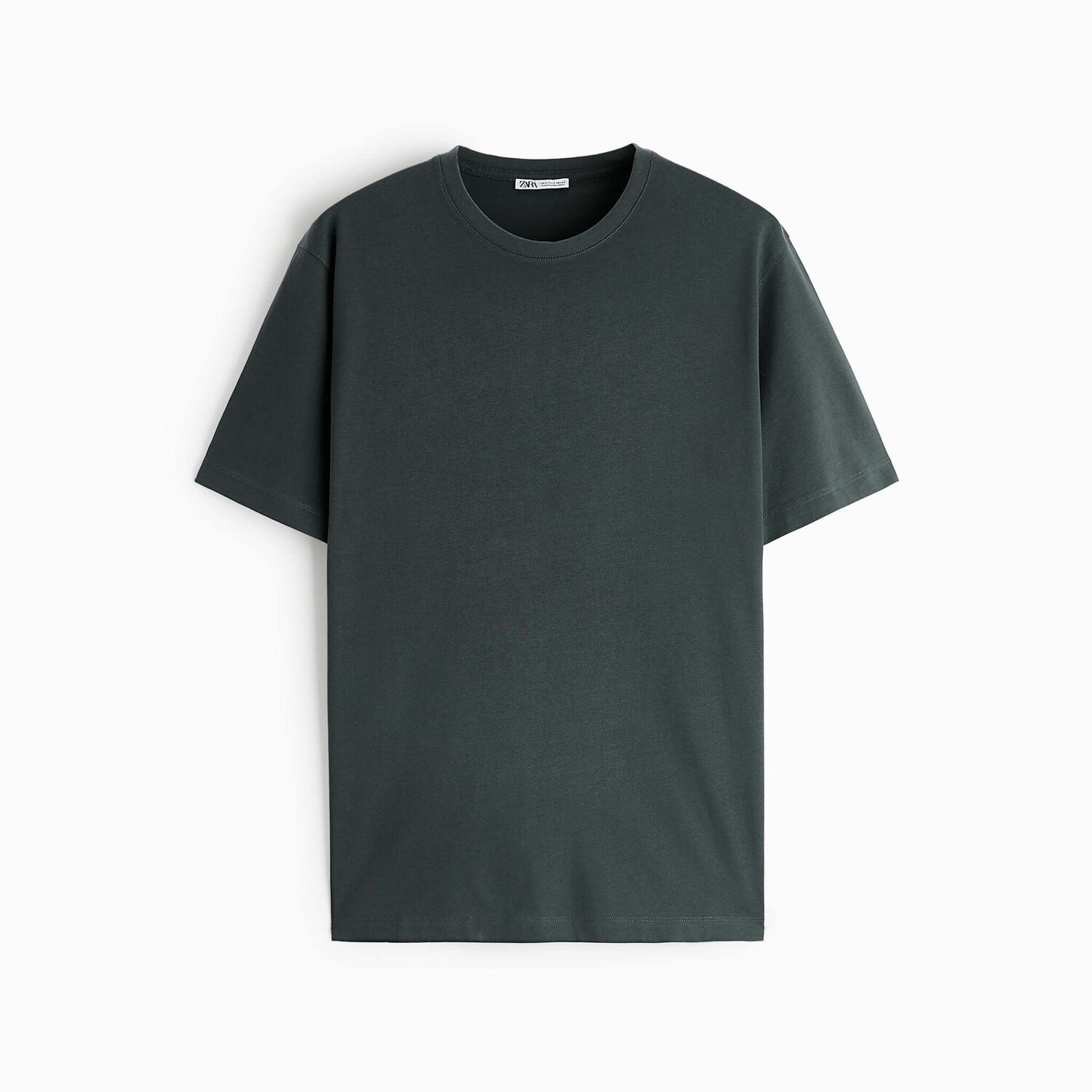 

Футболка Zara Basic Medium Weight, темно-зеленый