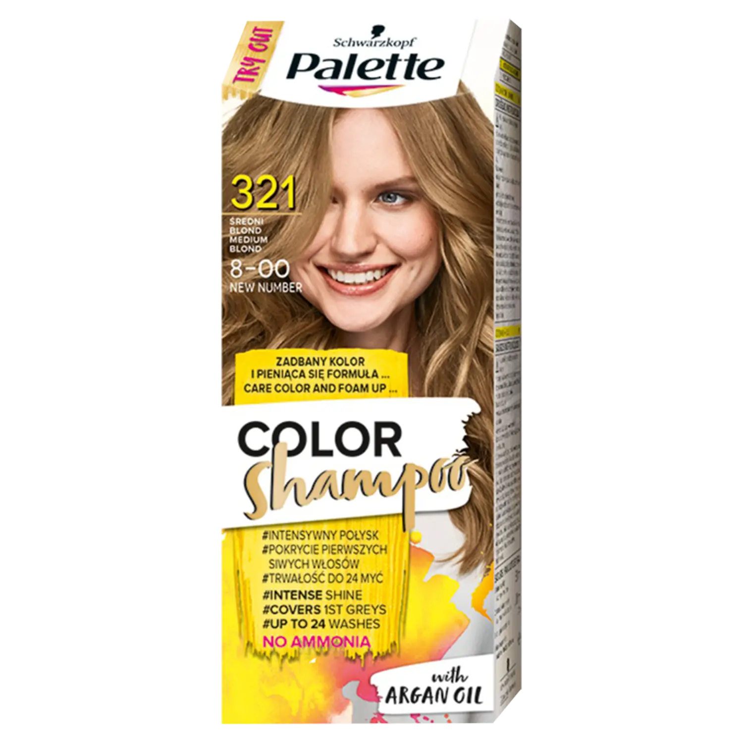 

Palette Color Shampoo шампунь-краска для волос 8-00 (321) средний блонд, 1 упаковка
