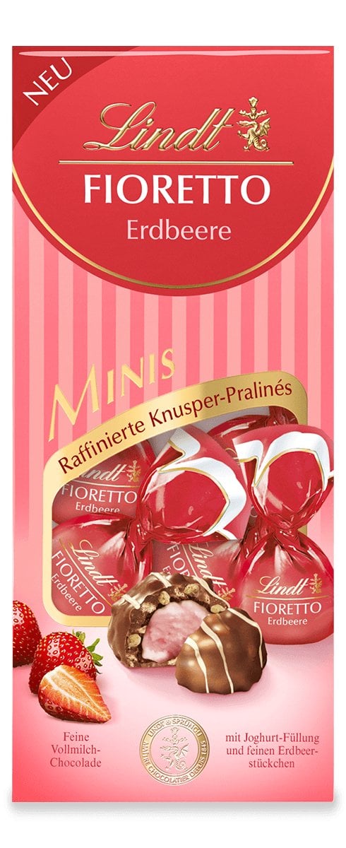 

Конфеты Lindt Fioretto Minis Beutel Erdbeere, клубника, 115г