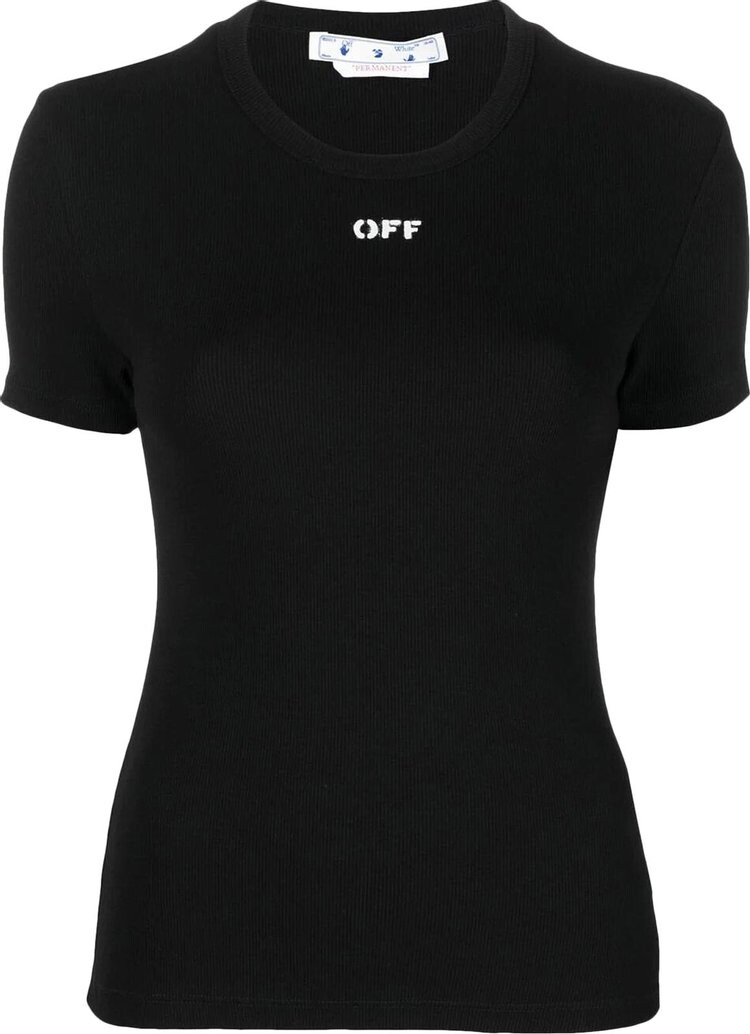 

Футболка Off-White Off Stamp Rib Tee 'Black/White', черный