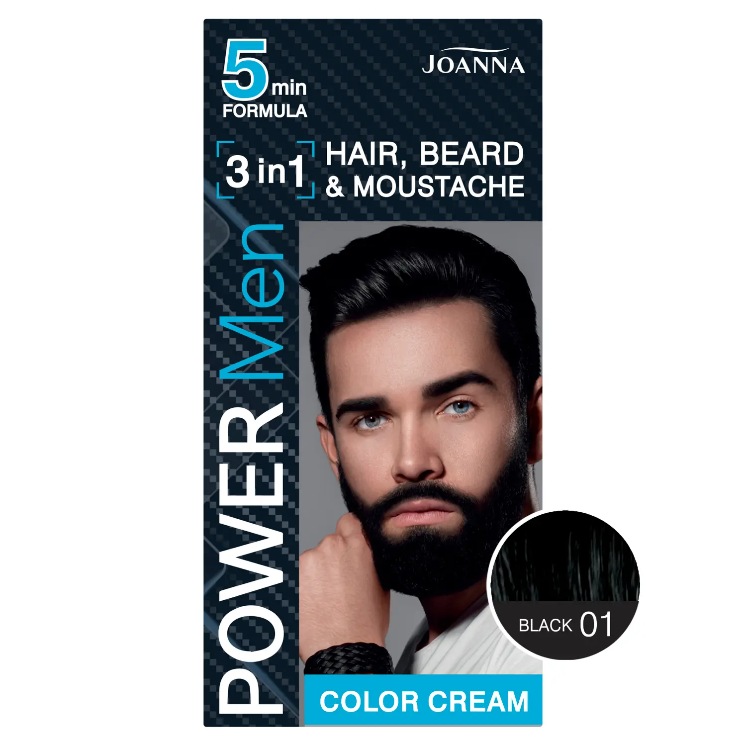 

Joanna Power Men Color краска для волос, бороды и усов 01 черный, 1 упаковка