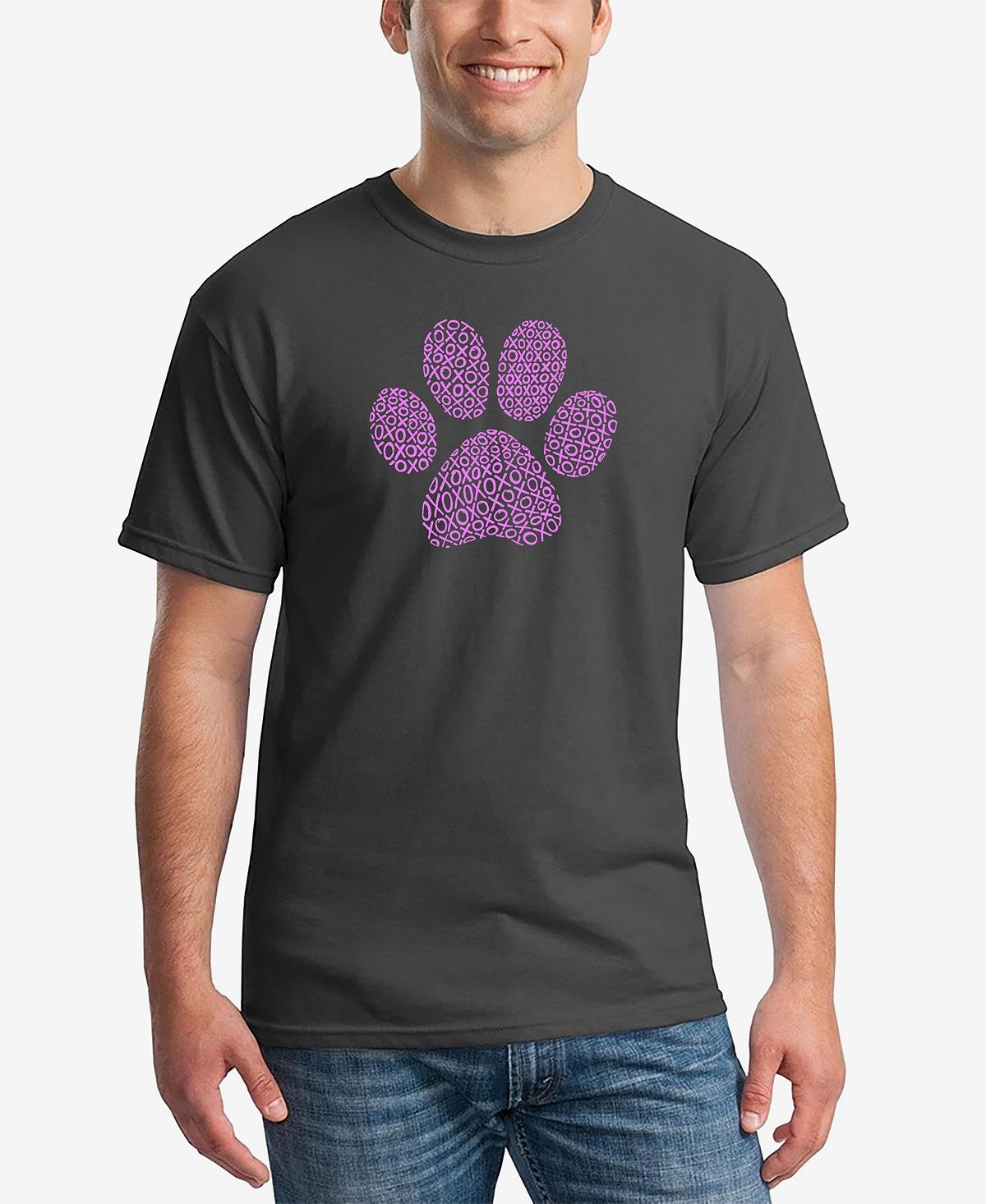Мужская футболка с коротким рукавом xoxo dog paw word art LA Pop Art, темно-серый сноу бум сувенир мягкий полиэстер в виде лапы тигра 23см