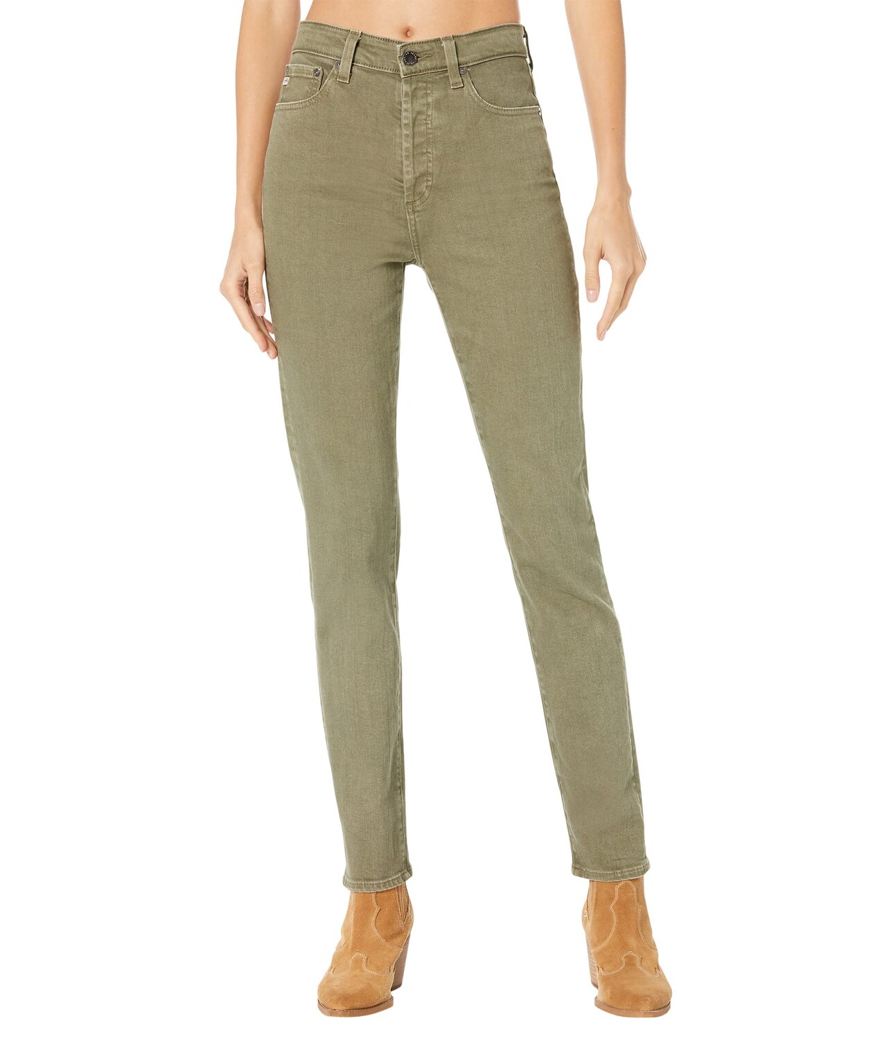 

Джинсы AG Adriano Goldschmied, Alexxis Vintage High-Rise Slim Straight in 3 Years Sulfur Armory Green