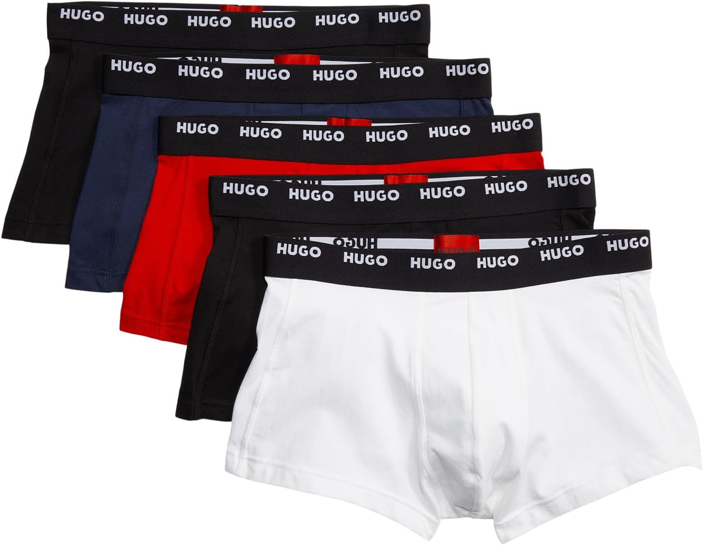 Трусы HUGO Trunks 5-Pack BOSS, цвет Deep Black/Whale Blue/Racer Red/Deep Black/Crisp White цена и фото