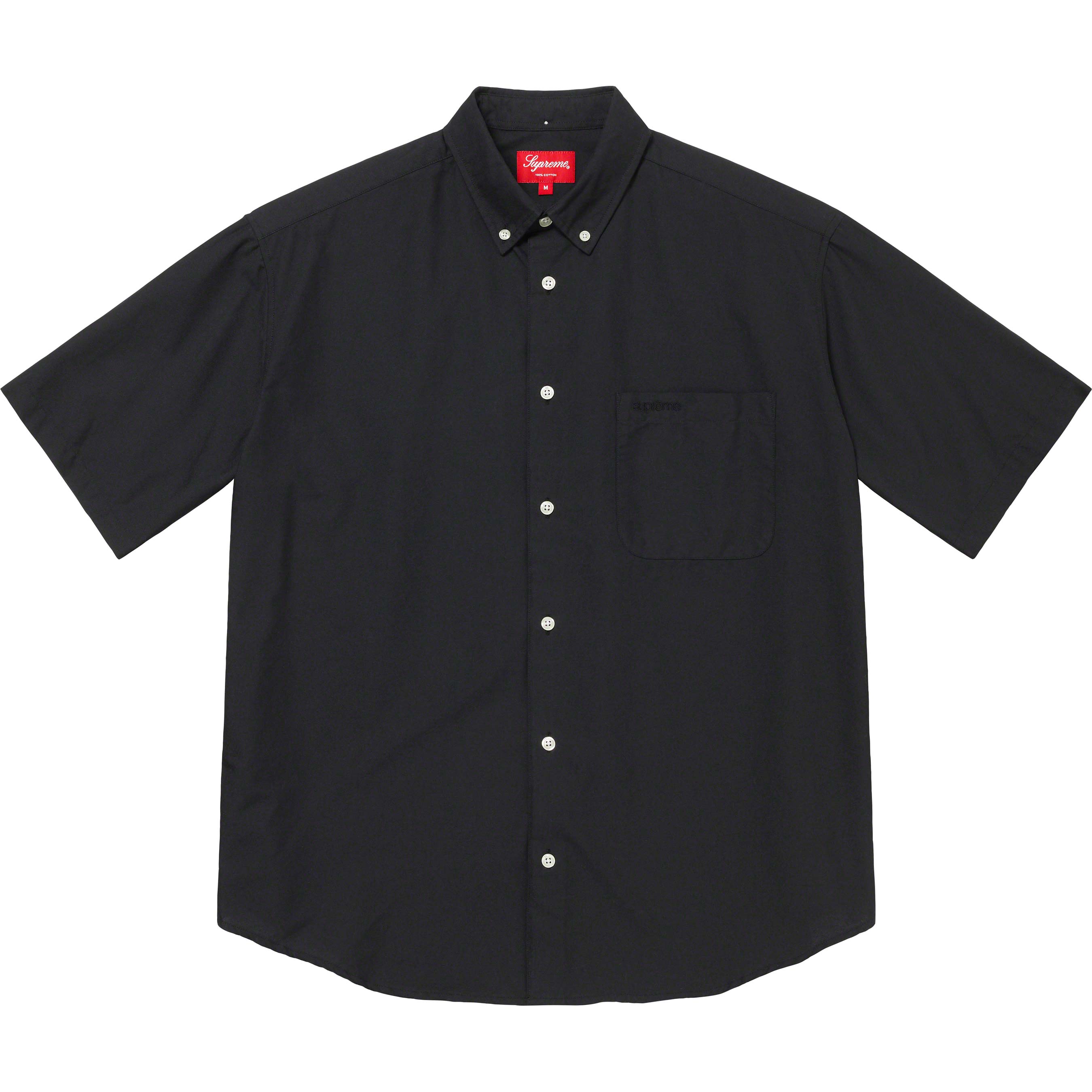 оксфордская рубашка с воротником стойкой zara черный Рубашка Supreme Loose Fit Short-Sleeve Oxford, черный