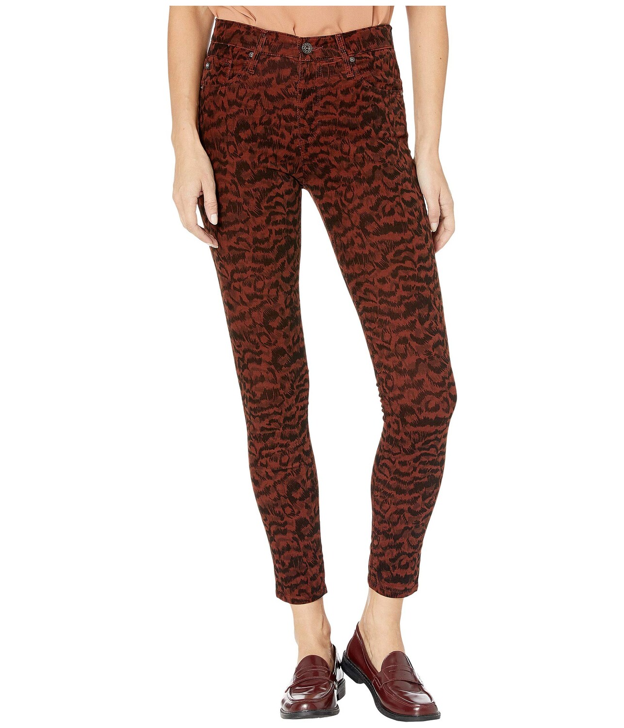 

Брюки AG Adriano Goldschmied, Farrah Skinny Ankle in Shadow A-Rich Crimson/Black