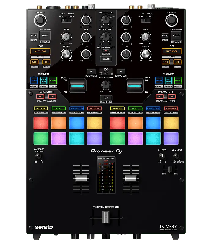 

Pioneer DJ DJM-S7 2-канальный DJ-микшер с двумя интерфейсами USB 16 пэдов Новый //ARMENS// djm s7 mixer