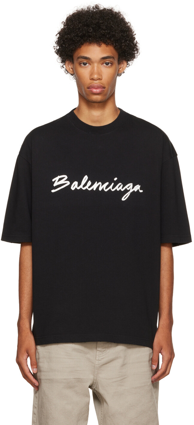 

Черная хлопковая футболка Balenciaga, Черный