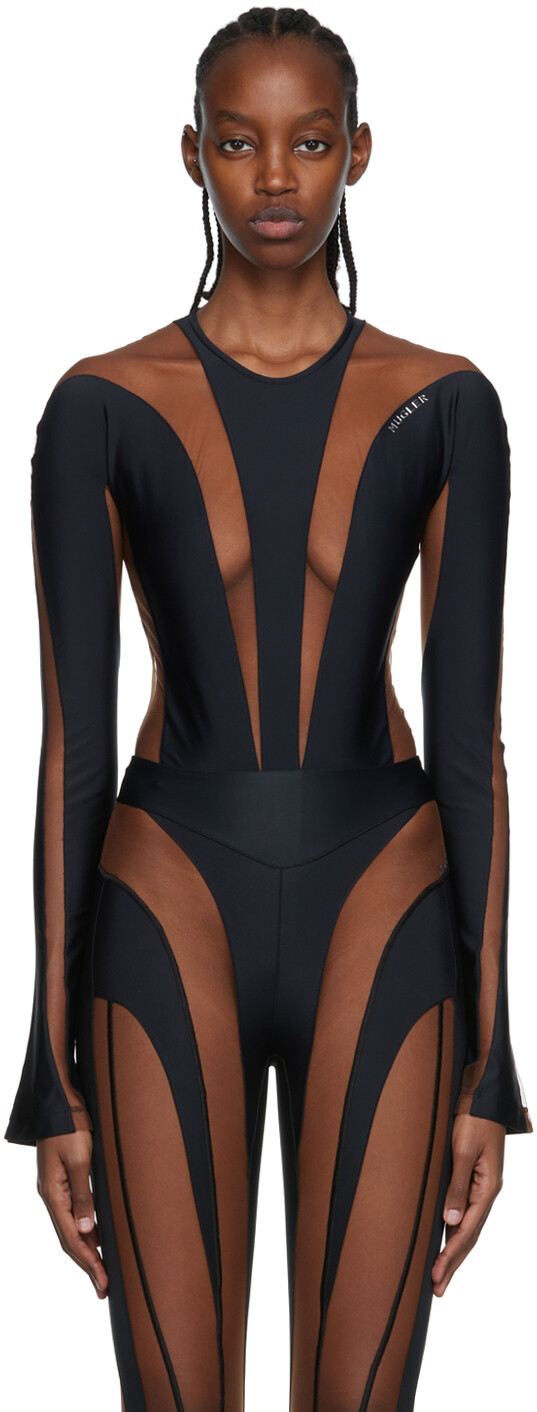 

Черное боди Illusion Mugler