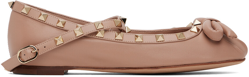 

Бежевые кожаные балетки наппа Rockstud Valentino Garavani