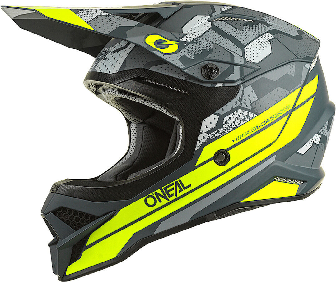 Шлем Oneal 3Series Camo V.22 для мотокросса, серый/желтый шлем oneal 2series rush v 22 для мотокросса красный желтый