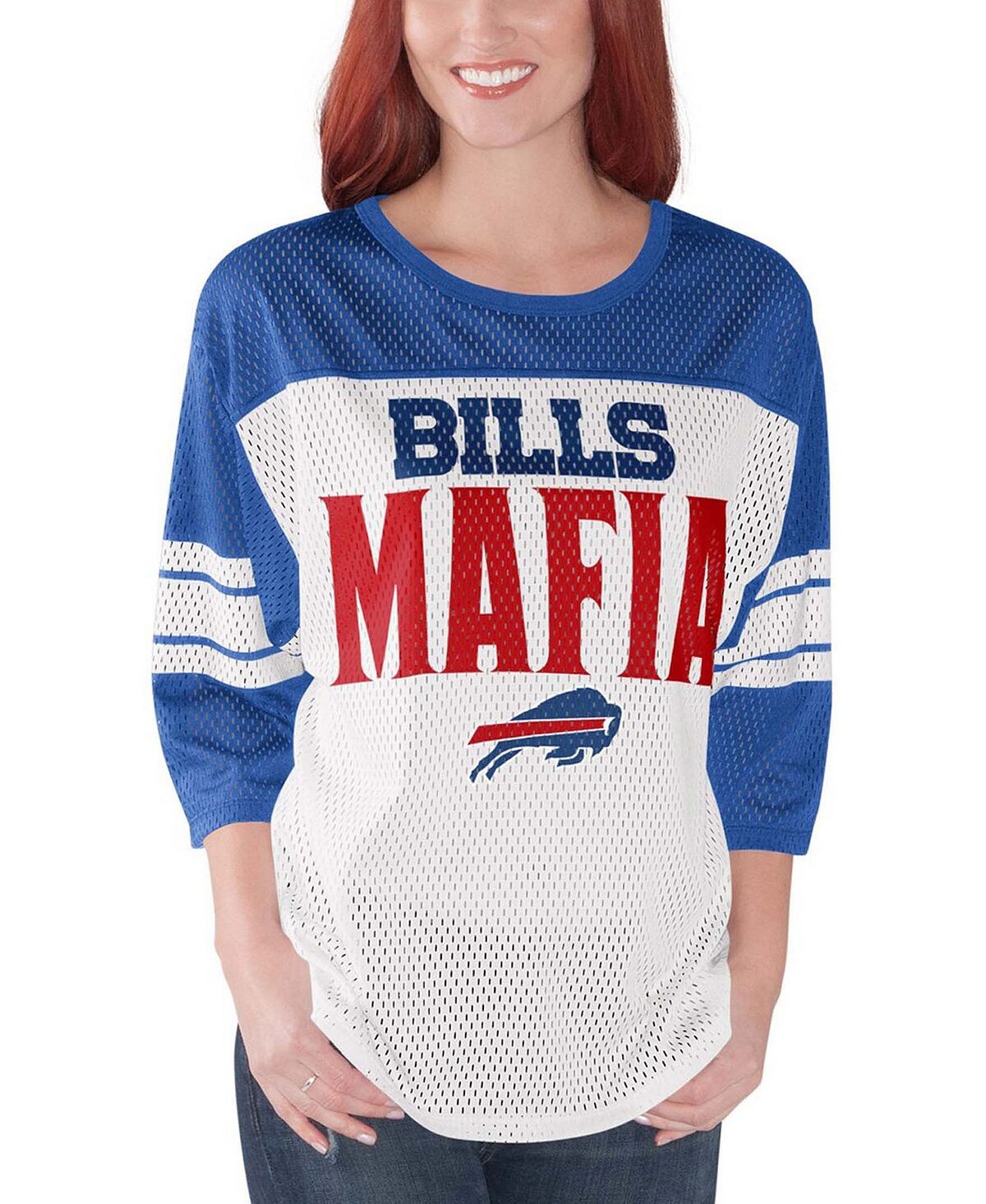

Женская белая футболка Buffalo Bills Mafia First Team с рукавом 3/4 G-III 4Her by Carl Banks, белый