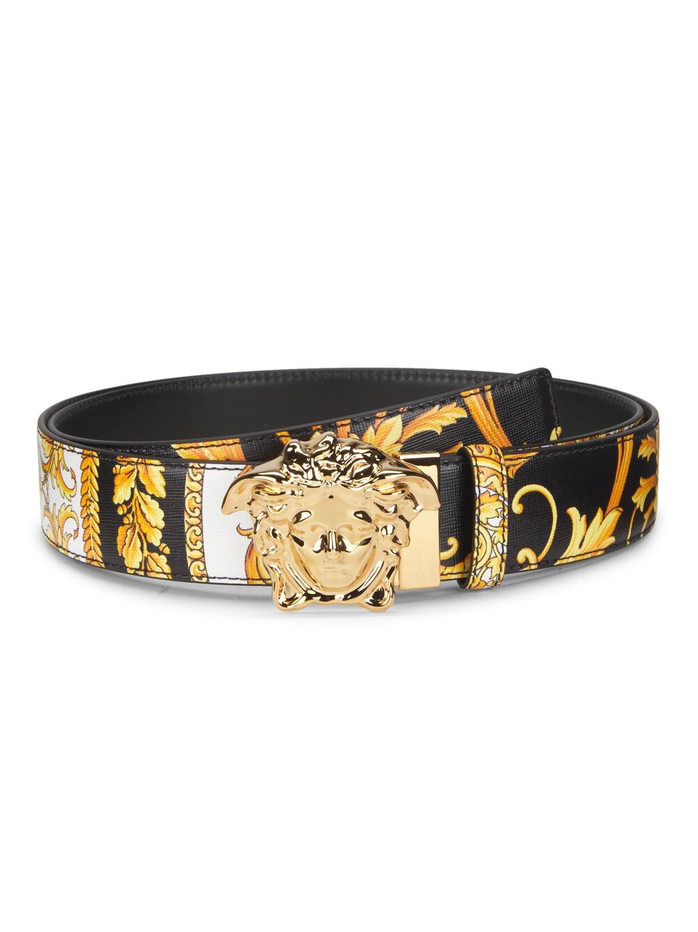 

Двусторонний кожаный ремень Barocco Medusa Versace, черный