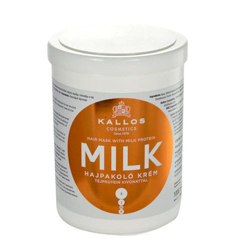 Молочная маска для волос с молочными протеинами, 1000 мл Kallos, Milk крем маска для волос с молочными протеинами milk cream echos line 1000 мл