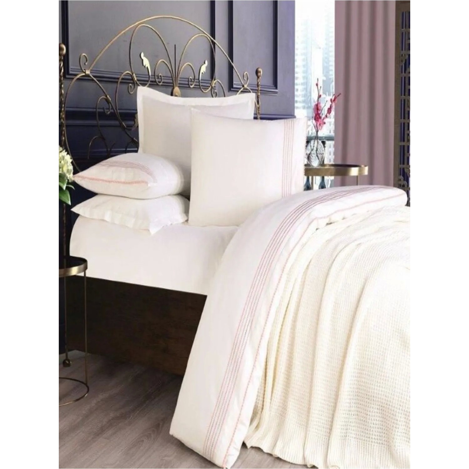 Комплект постельного белья Свадебный комплект из трикотажа Ozdilek Prime с одеялом (7 предметов) - Пудра