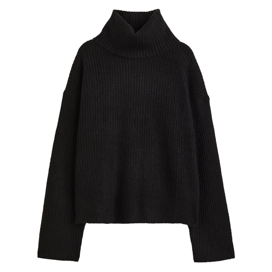 

Свитер H&M Everyday Fashion Oversized Turtleneck, черный