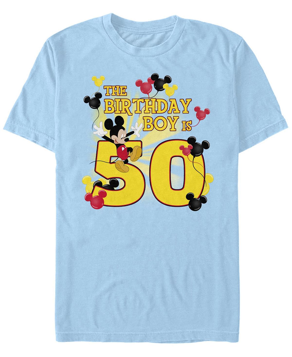 Мужская футболка с круглым вырезом и короткими рукавами mickey birthday 50 Fifth Sun, светло-синий мужская футболка mickey irish с короткими рукавами и круглым вырезом fifth sun зеленый