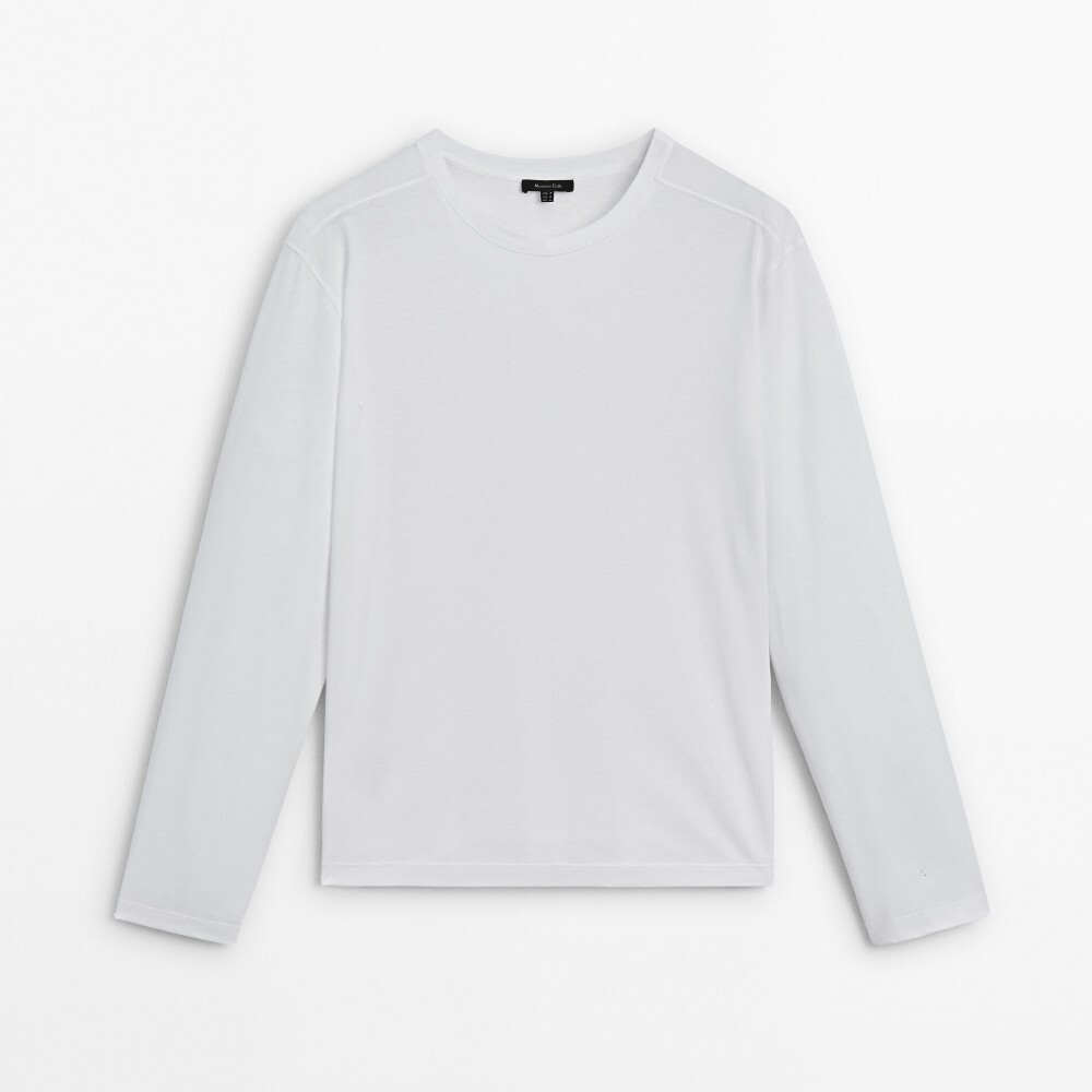 

Лонгслив Massimo Dutti Cotton, белый