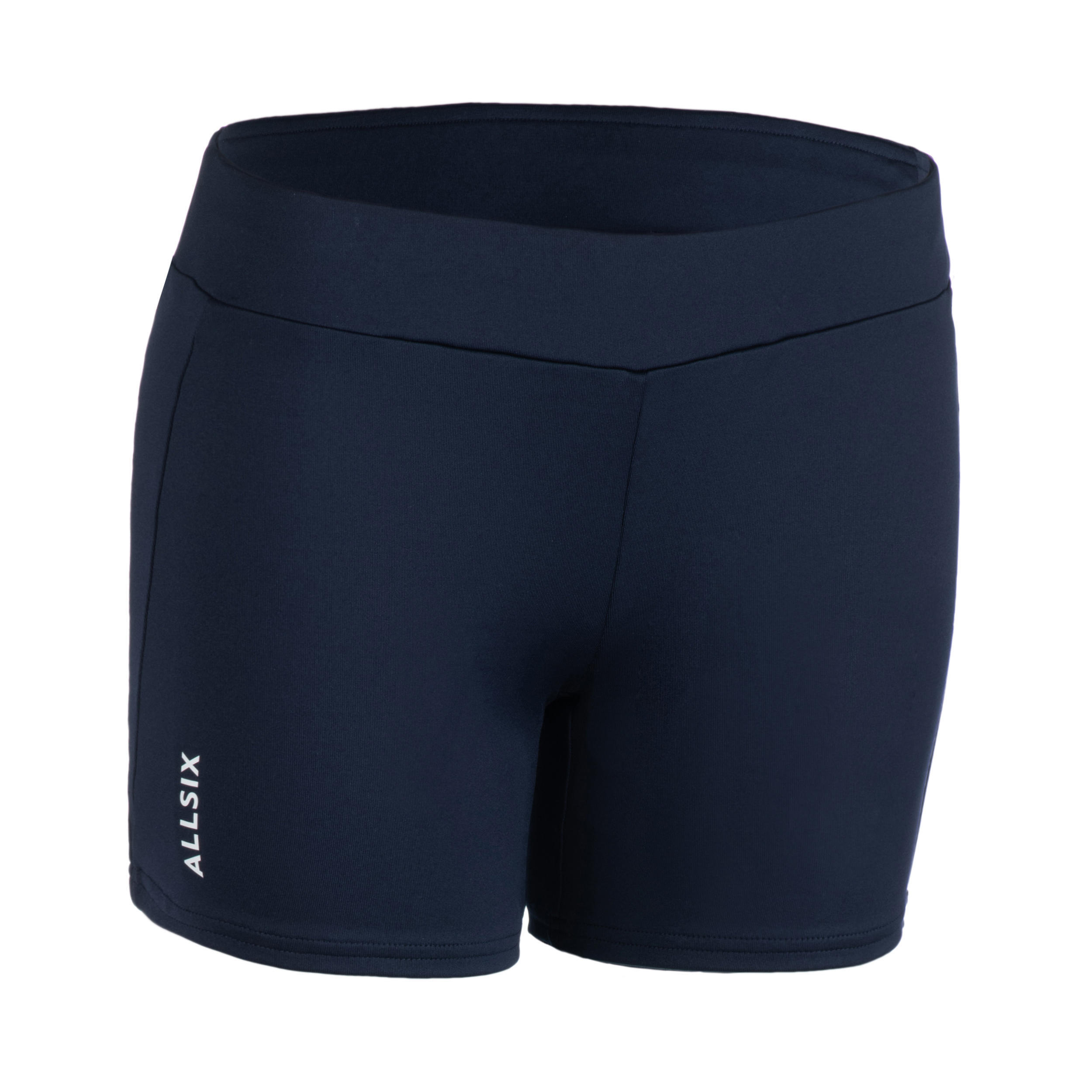 Волейбольные шорты женские ВШ500 темно-синие ALLSIX, черный синий волейбольные шорты decathlon v100 allsix черный