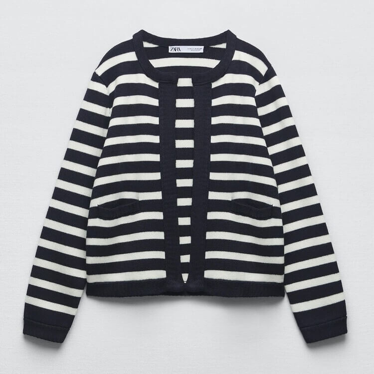 

Пиджак Zara Striped Knit, полосатый