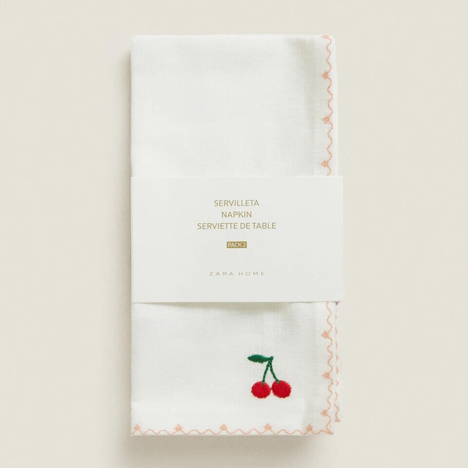 

Салфетки Zara Home With Embroidered Cherries (2 шт.), белый