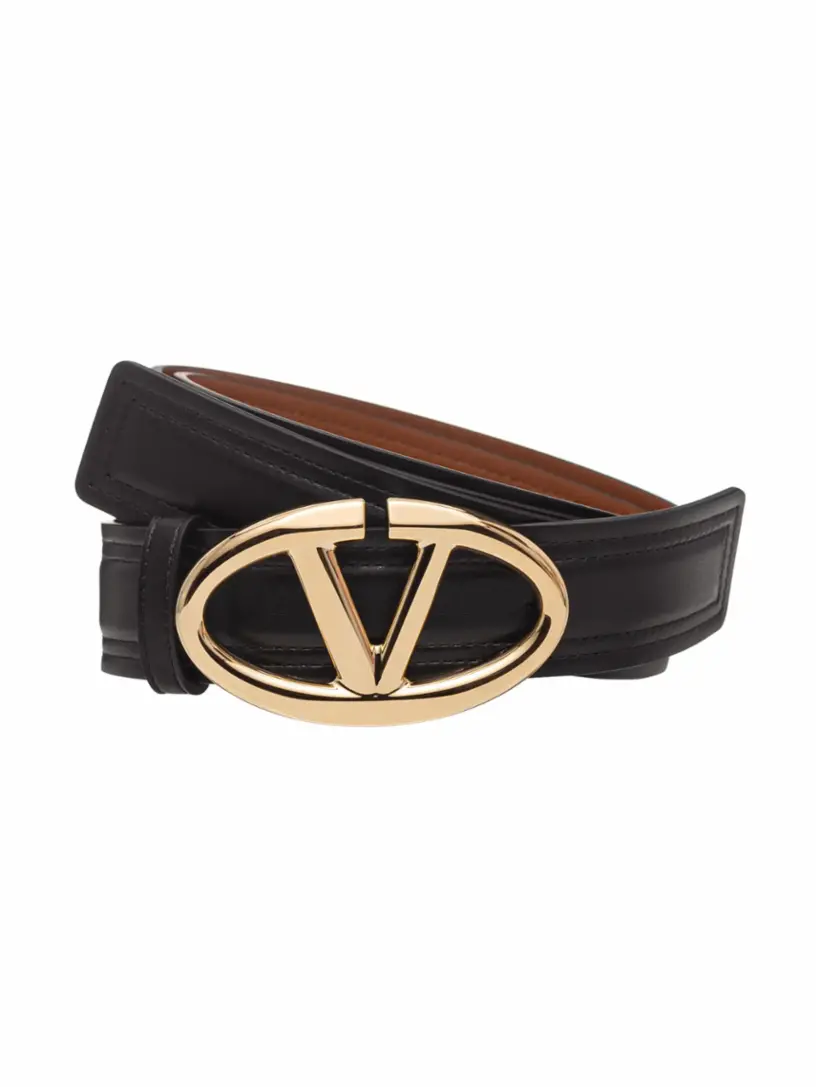 

Кожаный ремень V-logo Valentino Garavani, черный