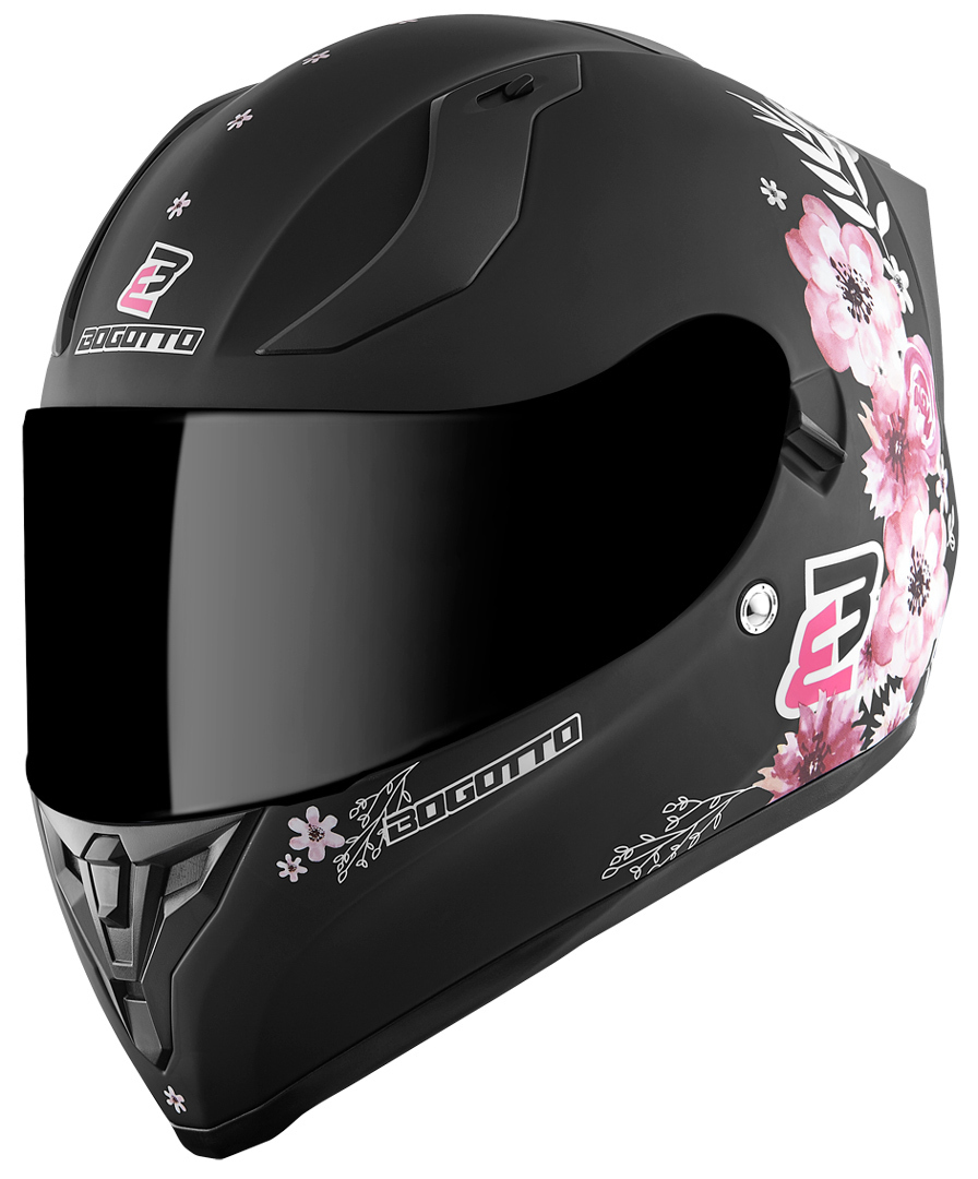 Женский шлем Bogotto V128 Fiori с съемной накладкой, черный/розовый шлем женский termit rebel розовый