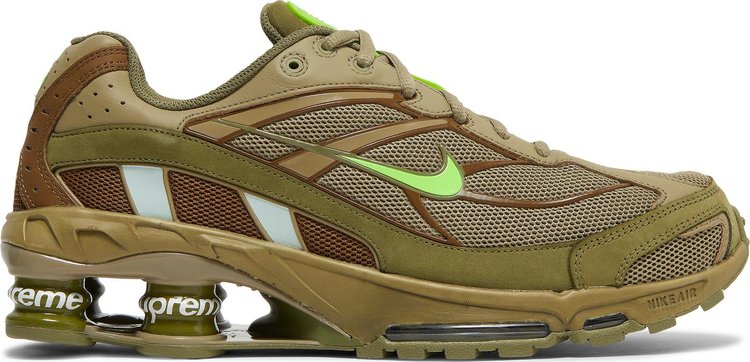 Кроссовки Nike Supreme x Shox Ride 2 'Neutral Olive', зеленый цена и фото