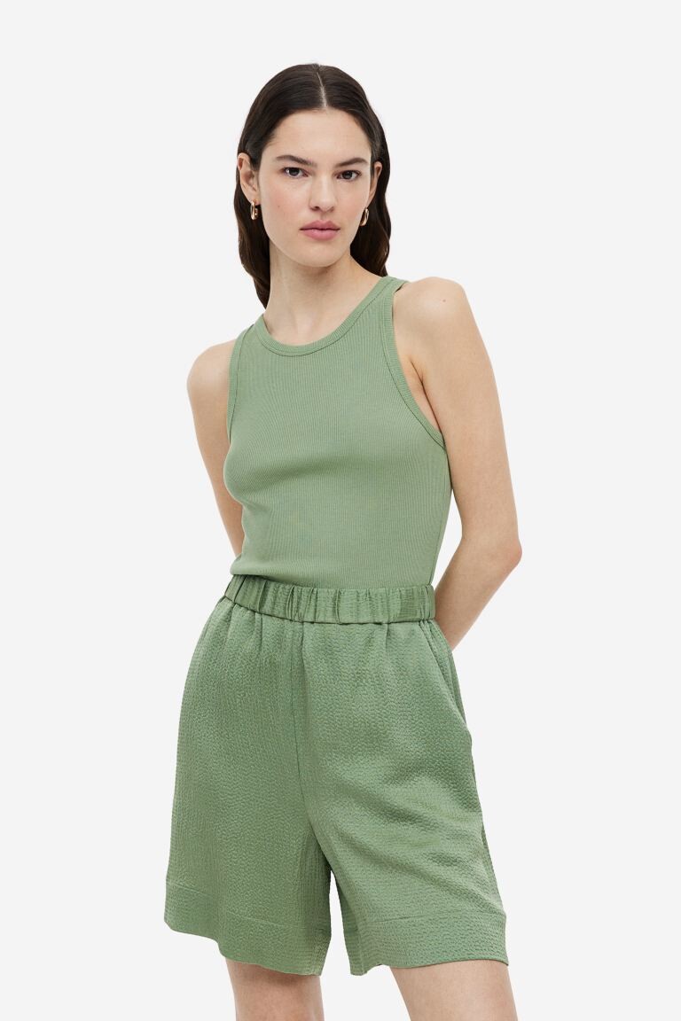 

Майка из смесового шелка H&M, темно-зеленый