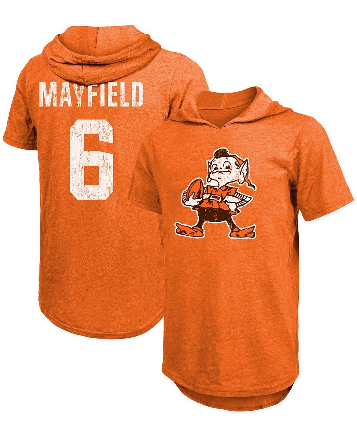 

Мужская футболка с капюшоном с капюшоном baker mayfield orange cleveland browns с именем и номером игрока tri-blend Fanatics