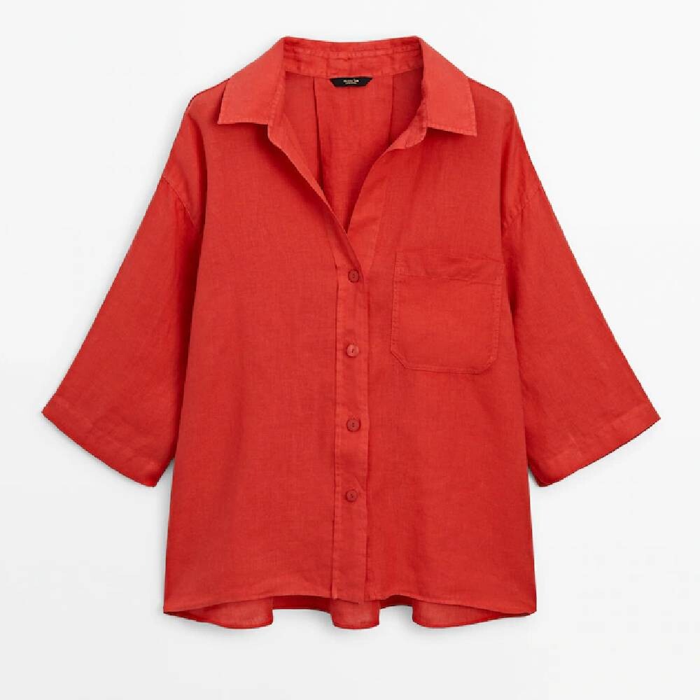 

Рубашка Massimo Dutti Linen Oversize, красный