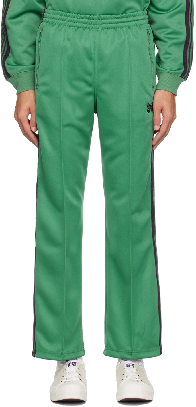 Зеленые спортивные брюки с кулиской NEEDLES белые спортивные брюки с вышивкой needles
