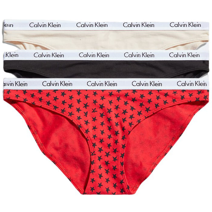 

Комплект трусов Calvin Klein Carousel Logo Cotton, 3 предмета, красный/черный/розовый