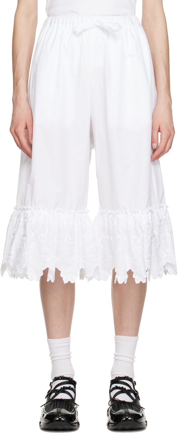 

Белые брюки с рюшами Simone Rocha, Белый