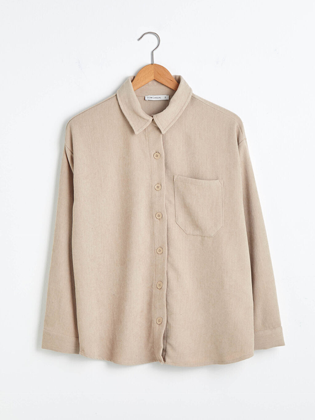 

Карманная детальная Женская бархатная рубашка с длинным рукавом LCW Casual