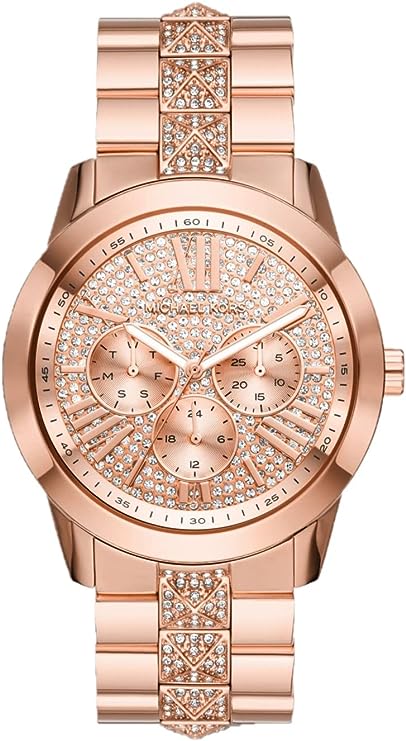 Часы наручные Michael Kors Oversized Bryn Pavé Rose Gold-Tone, розовый