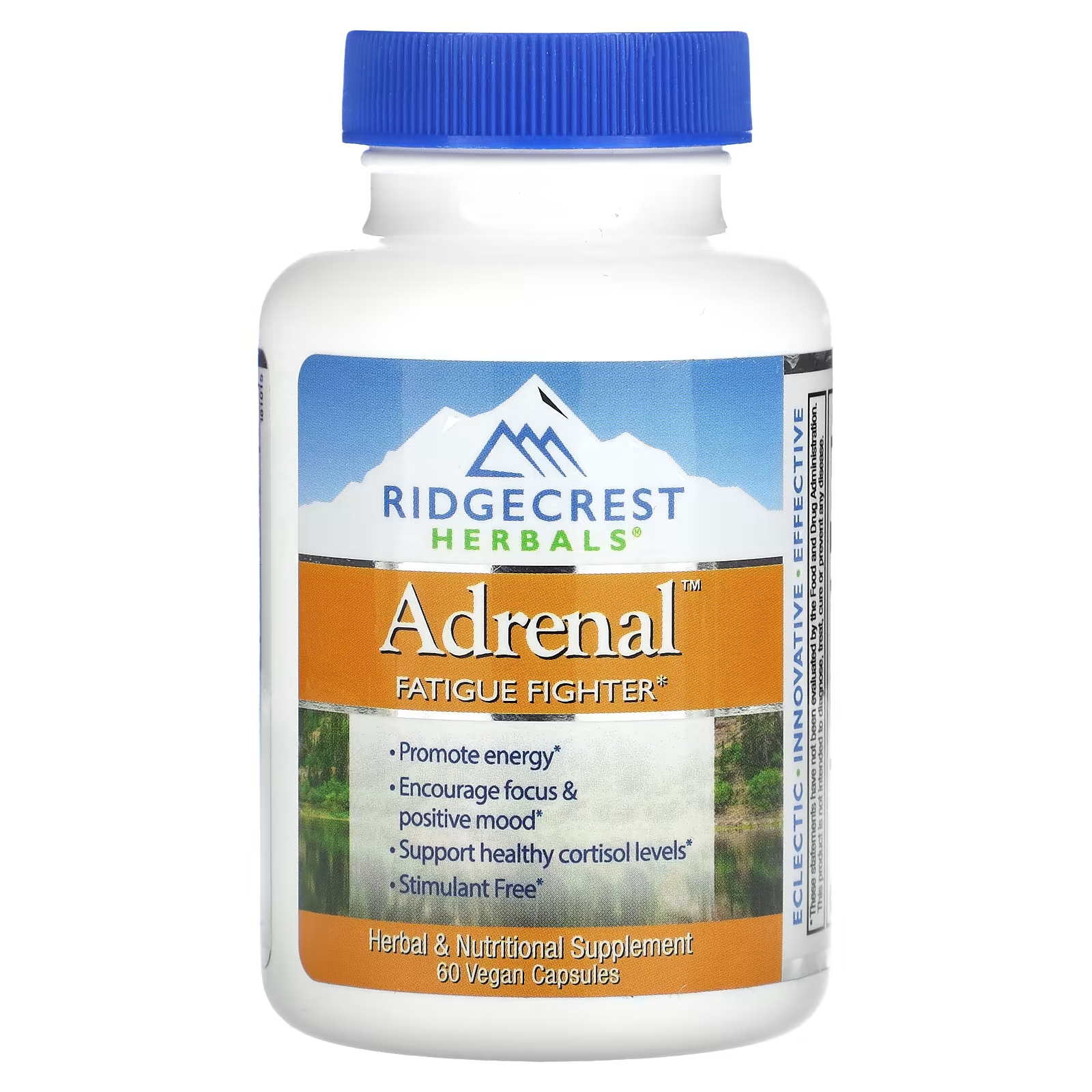 RidgeCrest Herbals Борец с усталостью надпочечников, 60 веганских капсул enzymatic therapy adrenergize для здоровья надпочечников 50 веганских капсул