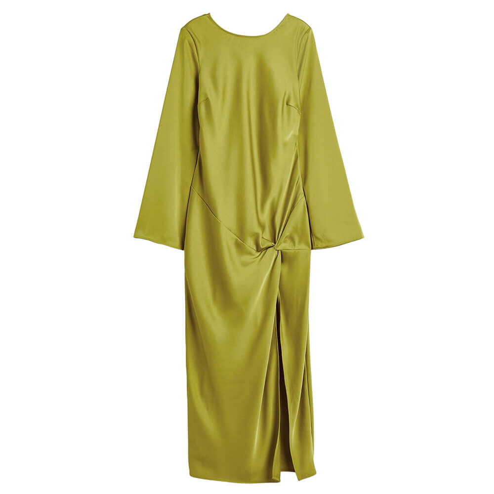 

Платье H&M Knot-detail Satin, оливково-зеленый