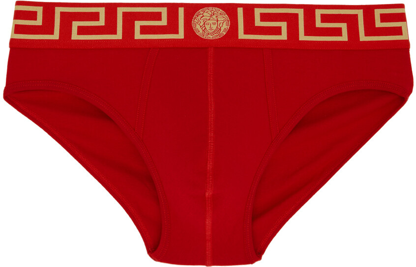 

Красные трусы с каймой Greca Versace Underwear