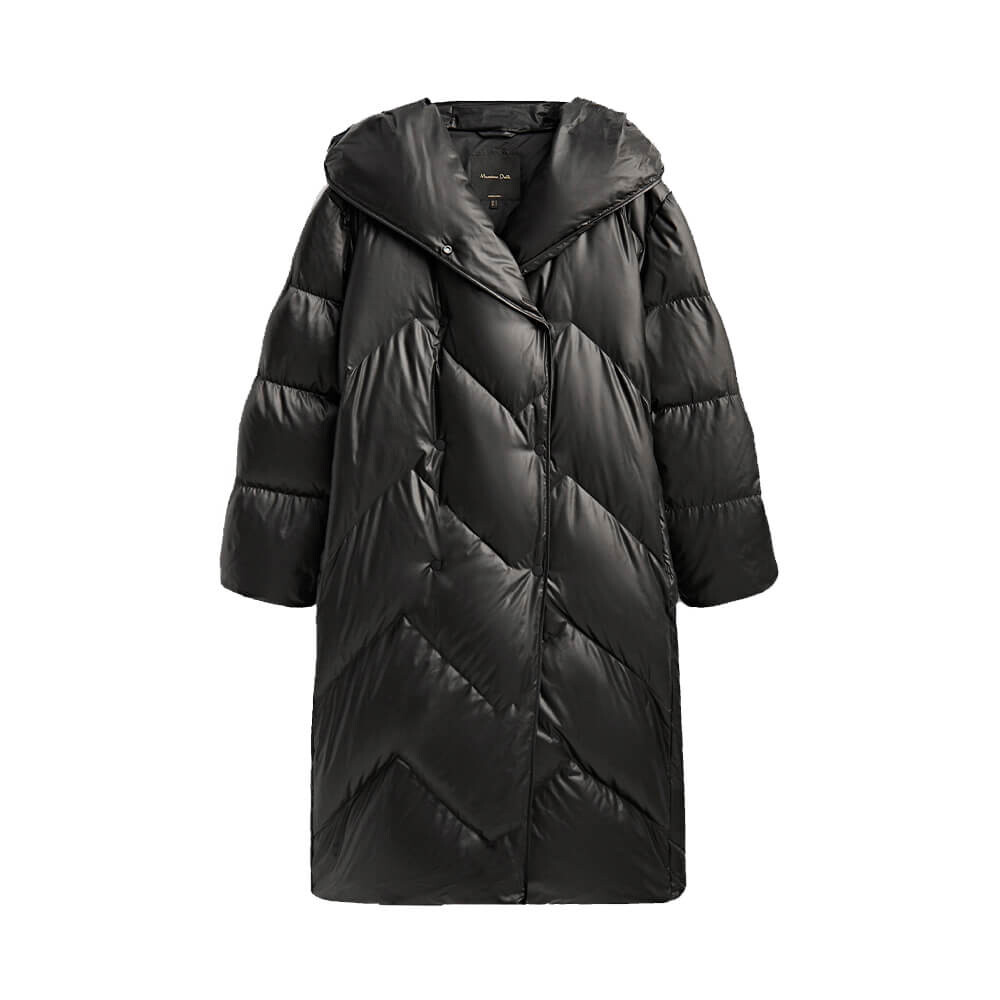 

Пуховик Massimo Dutti Long Crossover Down, чёрный